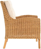 Lot de 2 fauteuils élégants en rotin avec rembourrage - Fauteuil de salon en rotin véritable (miel foncé)