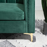 HOMCOM Canapé 3 Places Style Art Déco piètement Acier doré revêtement Velours Vert Sapin