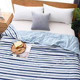 Chickwin Couvre Lit Matelassée, Simple Rayure Imprimé Couvre-lit Réversible Couverture de lit Doux Microfiber Jeté de Lit Dessus de Lit pour Lit 1 ou 2 Personnes (Bleu,200x230cm)
