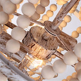 Bohème Bois Lustre Perlé,Ferme Éclairage Pendentif Bohème Agencements,Rustique Plafonnier Suspendu pour Chambre À Coucher, Salon Salle À Manger, Îlot De Cuisine,Chambre À Coucher,E26
