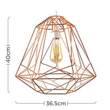MiniSun Abat Jour pour Suspension. 'OKKO' Aspect Rétro Cage Géométrique/Panier en Fil Effet Cuivre Nu