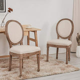 VONLUCE 2 Chaises Médaillon de Salle à Manger, Chaises Rembourrées en Tissu Lot de 2 avec Dossier Rond et Pieds, Chaises de Style Vintage pour Salon Chambre à Coucher