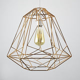 MiniSun Abat Jour pour Suspension. 'OKKO' Aspect Rétro Cage Géométrique/Panier en Fil Effet Cuivre Nu