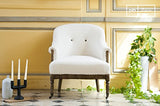 Fauteuil Rond Léonie - Bois massif, Bois ancien, Grand confort d'assise, Rembourrage intérieur dense, Finition brossÃ | Le charme du bois massif et de la toile de jute - Beige (L73 x H88 x P84 cm)