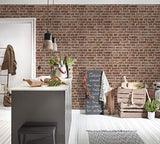 Papier peint brique pierre imitation Tapisserie couloir 302191 30219-1 Lutèce Authentic Walls | Beige/crème/Marron/Rouge | Rouleau (10,05 x 0,53 m) = 5,33 m²