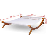 Festnight Bain de Soleil Double Lit de Jardin en Bois Blanc 200 x 188 x 42 cm