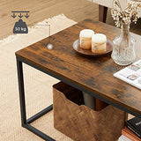 VASAGLE Table Basse pour Salon, avec Cadre en Acier, Facile à Assembler, 100 x 55 x 45 cm, Style Industriel, Marron Rustique et Noir LCT052B01