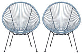 Lot de 2 fauteuils de jardin Veracruz - Acapulco - Bleu clair/gris - Pour intérieur et extérieur