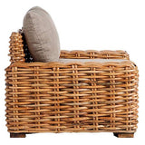 Tousmesmeubles Fauteuil en rotin Marron avec Coussin - SPANSKOR - L 108 x l 90 x H 71 - Neuf
