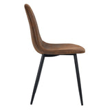 FITATHOME Lot de 4 Chaises Tendance Scandinave Rétro Vintage Suède Marron Pied Métal Noir Salle à Manger Salon Bureau Chambre