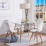 IPOTIUS Table Rectangulaire Salle à Manger en Verre Scandinave 4 à 6 Personnes Table de Cuisine Moderne avec Pieds en Bois et Cadre en Métal,110x70X75cm