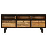 Festnight- Meuble TV en Bois Massif TV Cabinet Meuble de télévision avec 3 tiroir 120 x 30 x 50 cm Noir et Marron