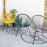 Alice's Garden Fauteuil Acapulco Forme d'oeuf - Jaune - Fauteuil 4 Pieds Design rétro, Cordage Plastique, intérieur/extérieur