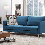 QHKYT Lina Cavalieri Housse de coussin décorative carrée en coton et lin avec motif œil personnalisé, comprend uniquement une taie d'oreiller 45 x 45 cm (A13)