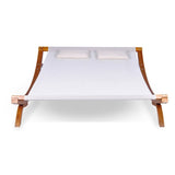 Festnight Bain de Soleil Double Lit de Jardin en Bois Blanc 200 x 188 x 42 cm