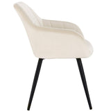 WOLTU 1 pièce Chaise de Salle à Manger Chaise de Cuisine rembourrée en Velours, Pied en métal,Crème Blanc BH93cm-1