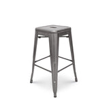 Kosmi - Lot de 4 tabourets de Bar en métal Brut Aspect galvanisé Style Industriel - Hauteur 76 cm