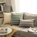 MIULEE Lot de 2 Housse de Coussin en Lin avec Dentelle Coussin Rayure Décoration Taie d'oreiller Rayé Canapé Décoratif Confortable pour Salon Maison Chambre Bureau 30x50cm Gris Clair