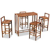 Festnight 5pcs Table Haute de Bar avec 4 Tabouret en Bambou Marron