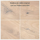 COMIFORT Table à Manger - Meuble de Salon Bureau Bureau Robuste et Moderne en Chêne Massif Blanchi avec Côté Ondulé, Pieds en Acier Blanc en U (220x100 cm)