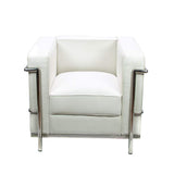 tapidecor Fauteuil Bouche tapissée en Similicuir Blanc et métal 70 x 74 x 66 cm