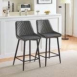 TUKAILAi Lot de 2 tabourets de bar en velours avec siège et dossier rembourrés - Chaises de comptoir de cuisine, tabourets de bar avec pieds et repose-pieds en métal noir pour salle à manger, bar,