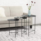 [en.casa] Set de 3 Tables Basses Ensemble de 3 Tables Gigognes Table de Salon Table de Rangement Desserte Métal Noir Tailles Différentes