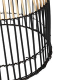 QAZQA Art Deco Suspension/Lustre/Luminaire/Lumiere/Éclairage art déco en bambou et nuance noire - Bamboo Bamboo Noir,Marron Rond E27 Max. 1 x 40 Watt/intérieur/Salon/Cuisine