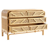 Miliboo & Stéphane Plaza Commode Vintage en rotin 3 tiroirs L120 cm Galon