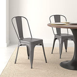 Amazon Basics Lot de 4 chaises de salle à manger en métal - Gris foncé