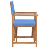 vidaXL Chaise de Metteur en Scène Chaise de Camping Chaise d'Extérieur Chaise de Jardin Chaise de Directeur Plage Bleu Bois de Teck Solide