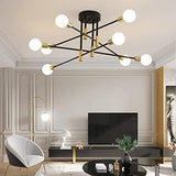 Vikaey Lustre industriel moderne de spoutnik, Lumière de plafond de base E27, Luminaire en métal noir pour la cuisine de chambre à coucher de salle de salon(8-lumière)