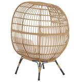 Beliani - Fauteuil Cocon - Veroli - en Rotin PE et Acier, Naturel, Coussins Beiges