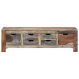 Tidyard Table Basse avec 6 Tiroirs en Bois de Sesham Massif Style Vintage Gris 100 x 55 x 30 cm