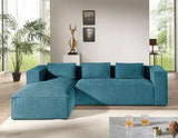 Lisa Design - Canapé d'angle Stella - Canapé 4 Places en Velours Côtelé - Style Contemporain - Fabriqué en Europe - Gauche, Bleu Canard