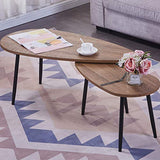 GOLDFAN Table Basse Bois Moderne Lot de 2 Table Basse Gigognes Triangulaire pour Salon Bureau Table d'appoint Design Scandinave, Marron