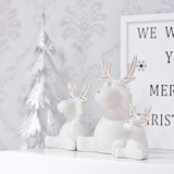 Valery Madelyn 3pcs Ensemble de décoration de Renne de Noël, Ornements en céramique de Figurines de Wapiti, décoration de Table (Hiver étincelant)