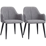 HOMCOM Lot de 2 chaises de Salle à Manger en Tissu et piètement Acier - Assise enveloppante - Gris foncé