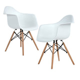 Ajie Lot de 2 Chaise de Salle à Manger, hêtre Massif - Blanc