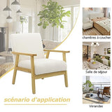 Mingone Fauteuil de Salon en Bois Design Moderne Fauteuil en Laine Fauteuil avec Accoudoirs Chaise D'appoint Relax Chaise de Canapé pour Salon Chambre Vérandas, Blanc
