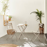 Alice's Garden - Salon de Jardin bistrot Pliable - Emilia Rond Gris Taupe - Table Ø60cm avec Deux chaises Pliantes. Acier thermolaqué