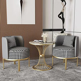 Fauteuil Relaxation,Fauteuil Salon Scandinave,Linge Pied de Poule Revêtement en Tissu,pour Salle Manger Salon Bureau Chambre(Color:Gris)