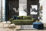 Milo Casa Canapé Velours Convertible, Gaia, 4 Places, Vert, 250x100x84
