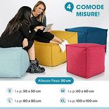 DESHOME - Pouf repose-pieds d'extérieur et intérieur tissu hydrofuge, déhoussable avec rembourrage 80 x 80 x 50 cm : Pouf pour canapé de séjour chambre à coucher, Pouf rayé