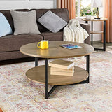 Padma House Table Basse Ronde en Bois Massif, Table de Salon, Table de canapé, Structure en métal, Table Basse à 2 étages, Table Basse,Facile à Monter