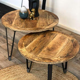 Luca Lot de 2 tables basses rondes en bois de manguier