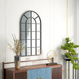 HOMCOM Miroir verrière Arche Style Industriel fenêtre Arcade métal Noir - 110 x 62 cm