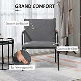 HOMCOM Fauteuil de Salon Assise revêtement synthétique avec accoudoir Structure en Acier Charge Max. 150 Kg 65,5l x 85P x 85H cm Gris