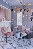 Nimara Fauteuil en velours | Fauteuil avec tissu en velours et accoudoirs | Fauteuil de salon avec confort et détente | Fauteuil de qualité en bleu, gris et rose