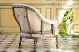Fauteuil Rond Léonie - Bois massif, Bois ancien, Grand confort d'assise, Rembourrage intérieur dense, Finition brossÃ | Le charme du bois massif et de la toile de jute - Beige (L73 x H88 x P84 cm)
